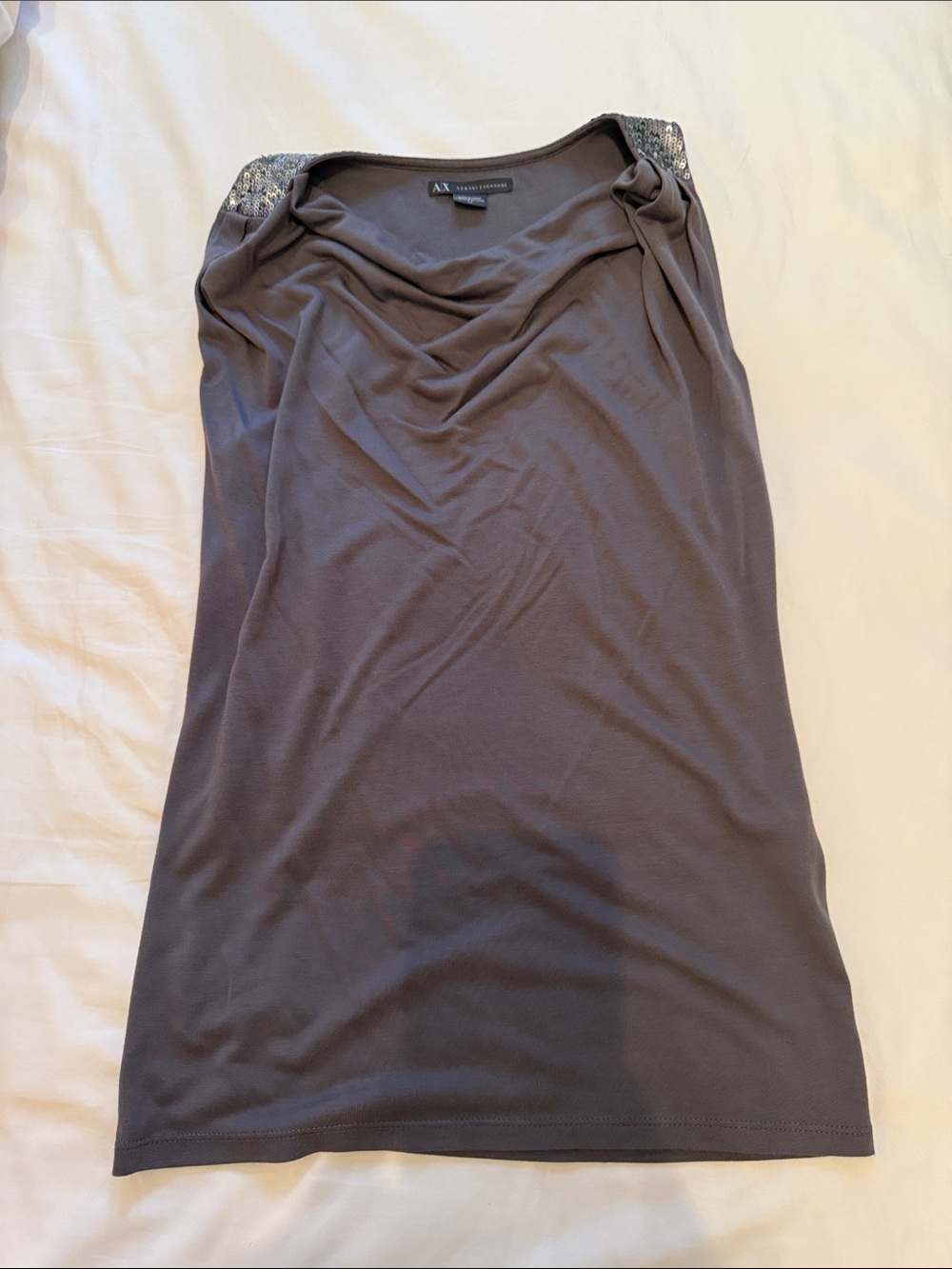 A/X Armani Exchange Charcoal Gray Mini Skirt with Sequin Shoulder Detail